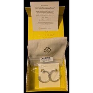 Kendra Scott Maggie Filigree 1.5" Hoop Earrings Rhodium New In Box